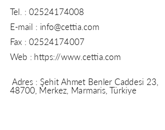 Club Cettia Resort iletiim bilgileri